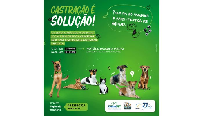 Guaraniaçu - Informamos que o CASTRAPET (Sedest-Pr) em breve estará em nosso município